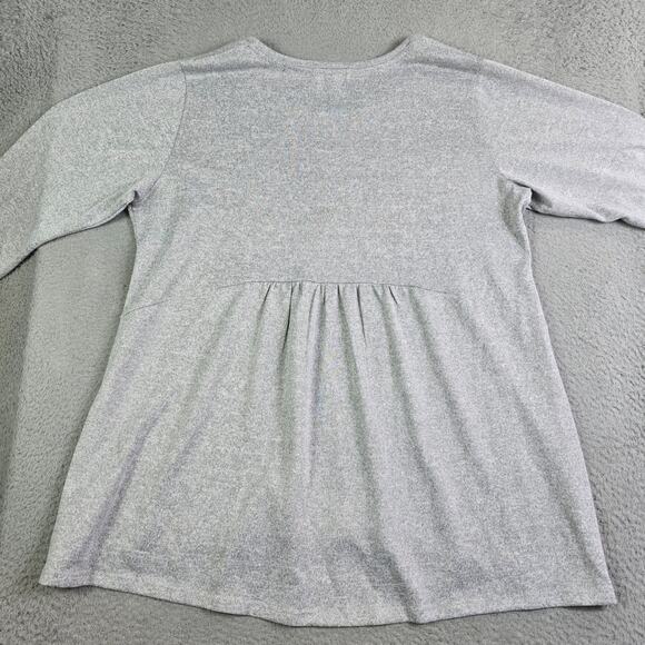 Cute Garden Gnome Autumn Fall Top Women's 2XL Gray 3/4 Sleeve Floral Holiday Fun - Picture 10 of 10